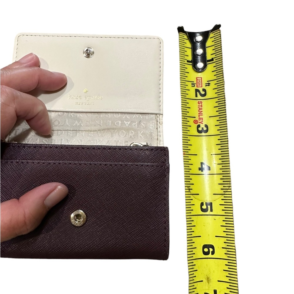 Kate Spade Burgundy and Tan Keychain Mini Keychain Wallet - Picture 8 of 10